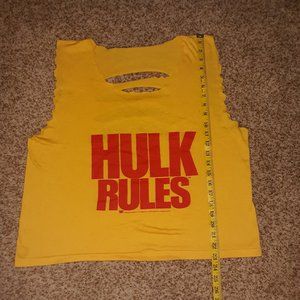 WWF Hulk Hogan HULK RULES 80s Single Stitch USA made Sleeveless Top Youth L